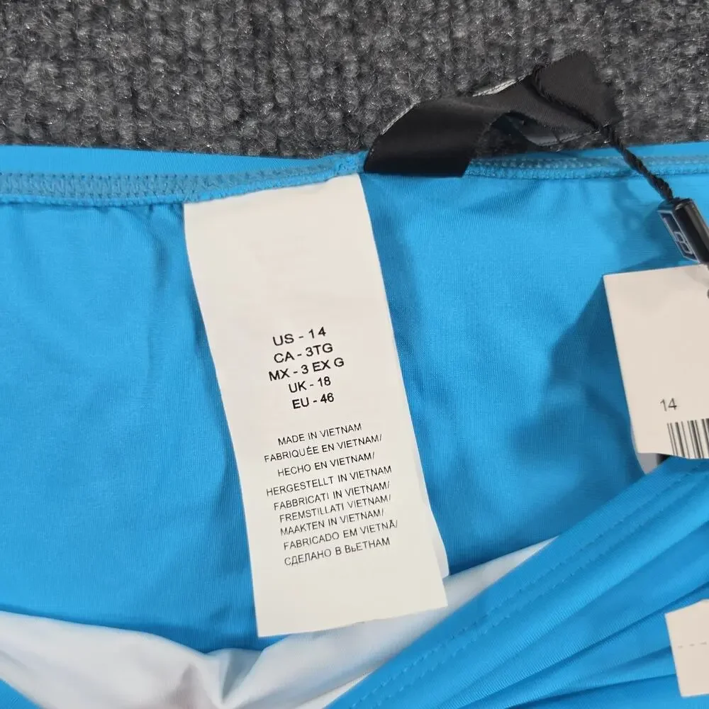 La Blanca Women's Size 14 Turquoise Blue Shirred Foldover Bikini Bottom UPF 50+